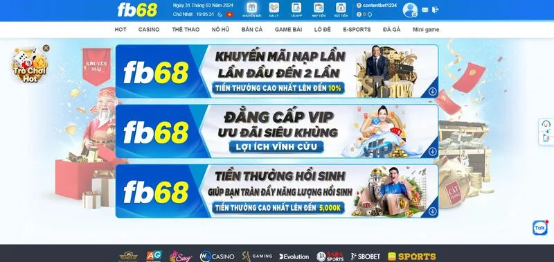 Fb68 là nhà cái uy tín với lượng người chơi đông đảo